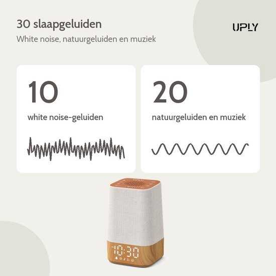 UPLY Wake up Light Wekker - Lichtwekker met White Noise - Digitale Wekker met Licht en Zonsopgang - Nachtlampje - Houtlook van UPLY — afbeelding 5