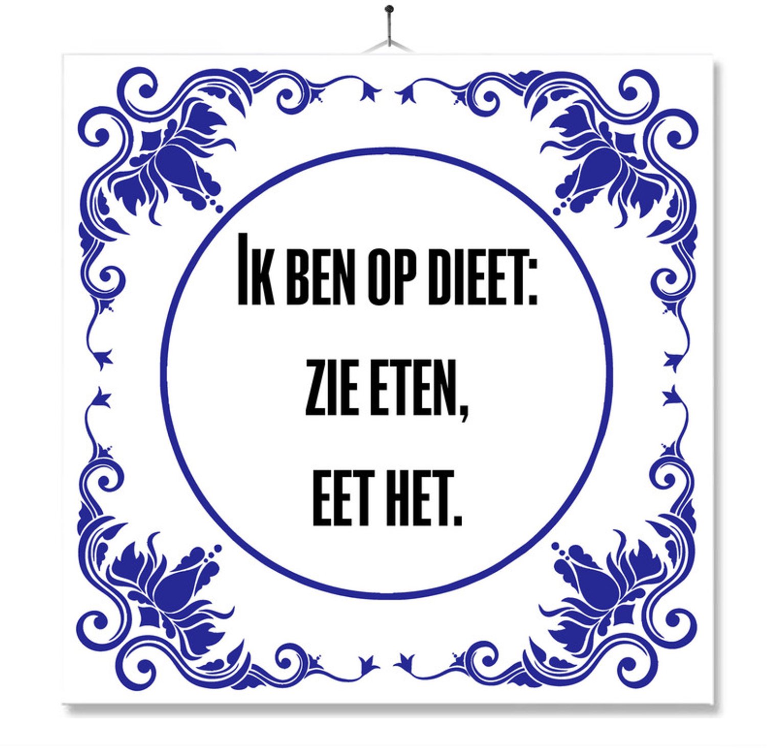 MC Living Tegel Met Opdruk | Ik Ben Op Dieet | Cadeau | Inclusief Geschenkdoos | Standaard | Ophangsysteem Multi-Color
