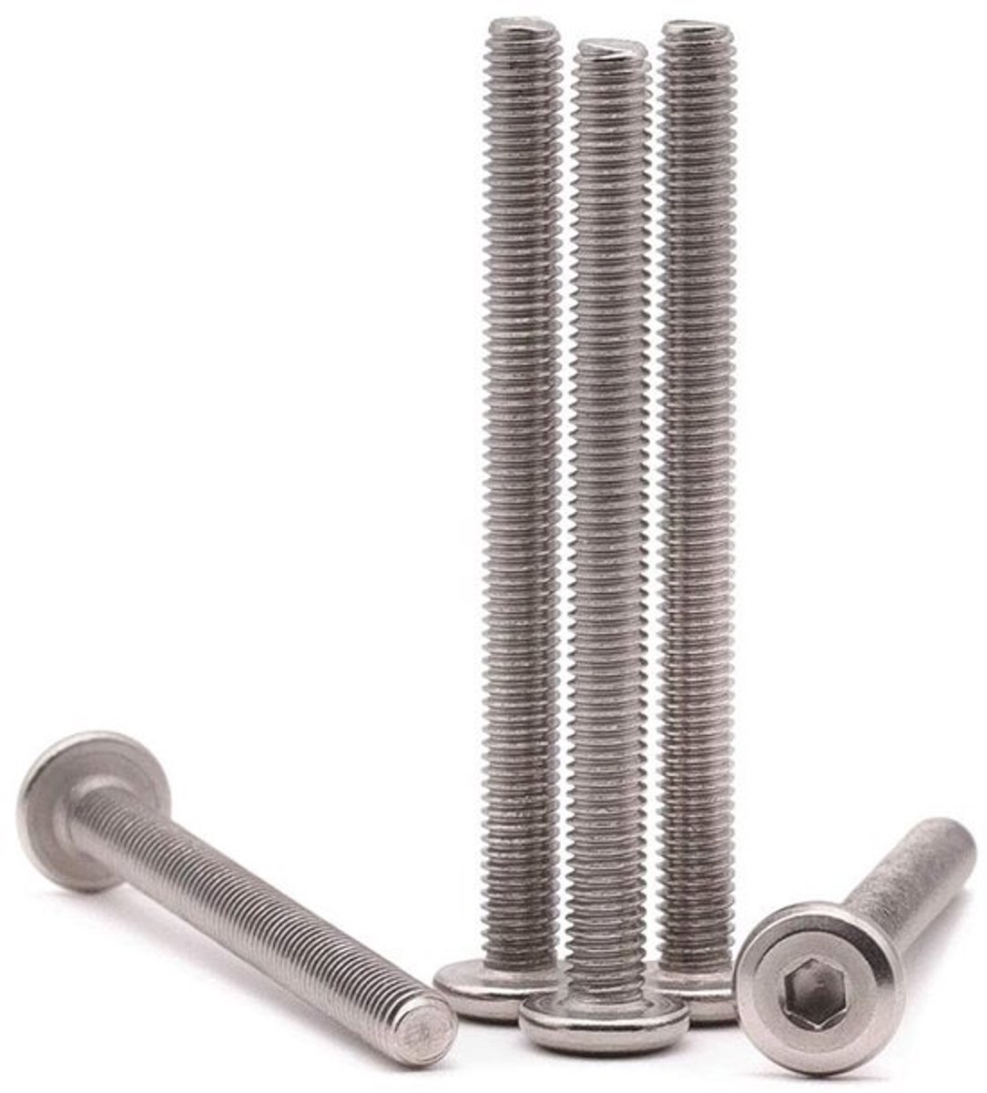 Platte kopschroeven - Verbindingsbouten voor meubels - Voor vastzetten en monteren - Volledige schroefdraad - M10 x 60mm - Zilverkleurig