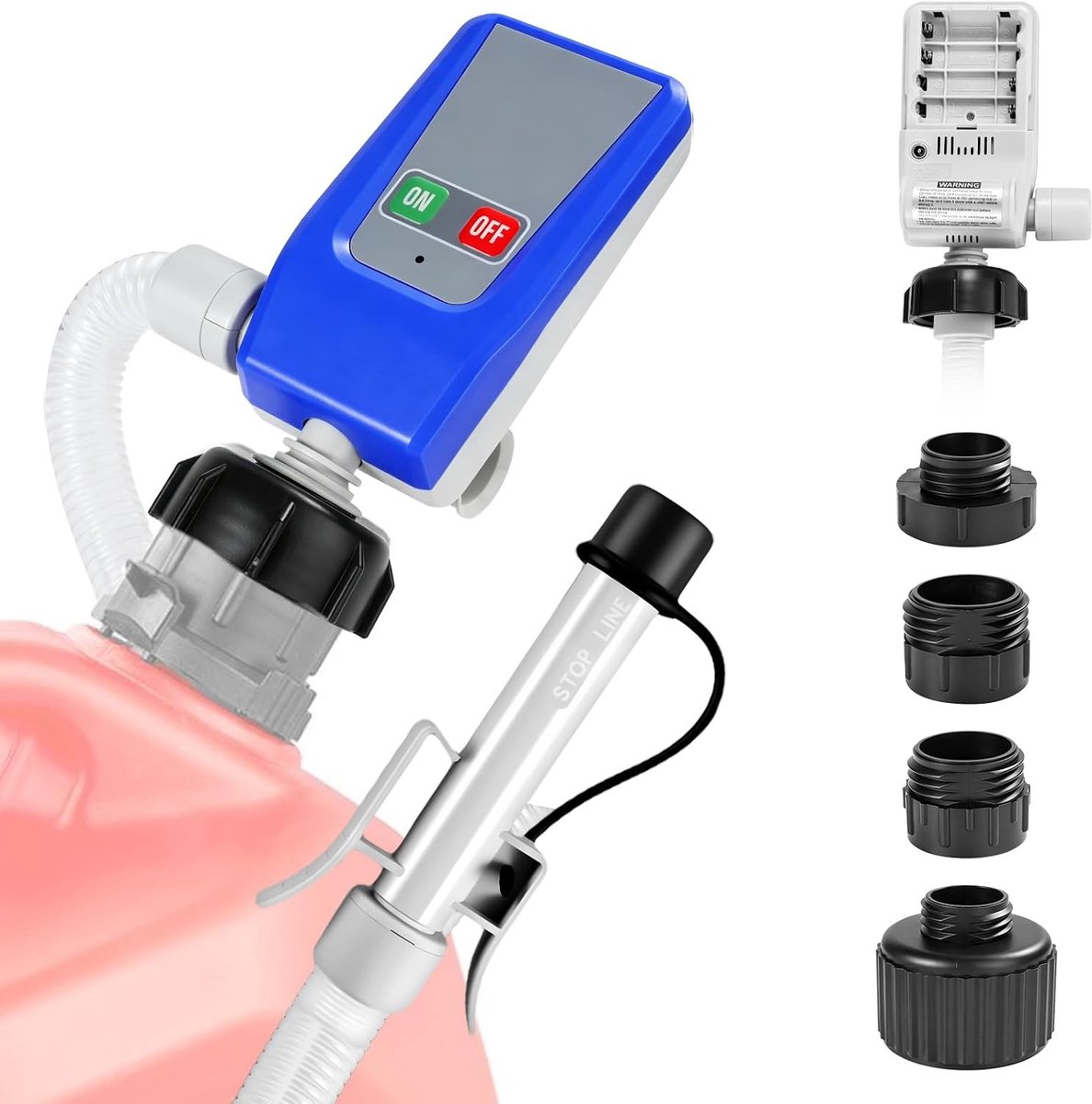 Fuel Pump with Automatic Stop Sensor, 3.2 GPM (12 L/min) Fuel Pump with 4 Tank Adapters, 1.3 m Hose, Diesel Pump for - ShopVlot