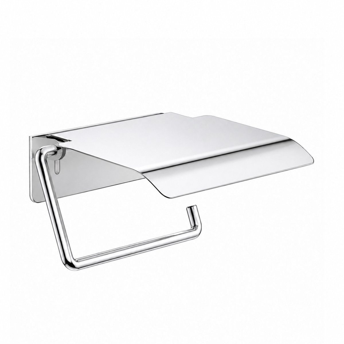 Toiletrolhouder met Klepje Chroom - Wandmontage RVS Toiletpapierhouder