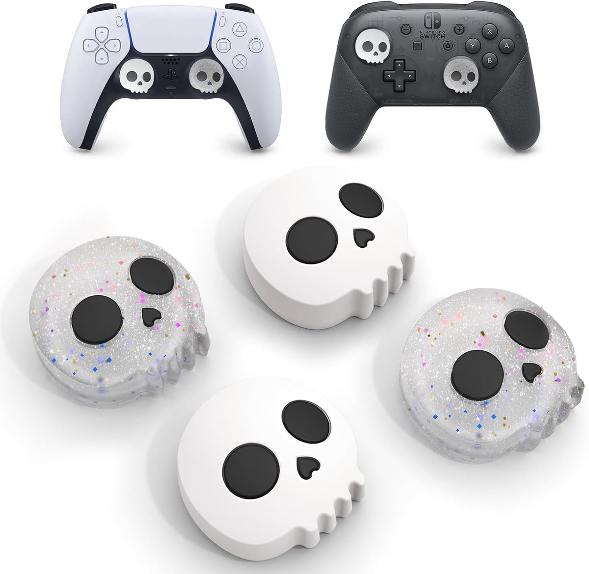 JINGDU Thumb Grip Caps for Switch Pro Controller, Cool Thumbstick Caps with 3D Pattern Cover Soft Translucent Silicone - ShopVlot