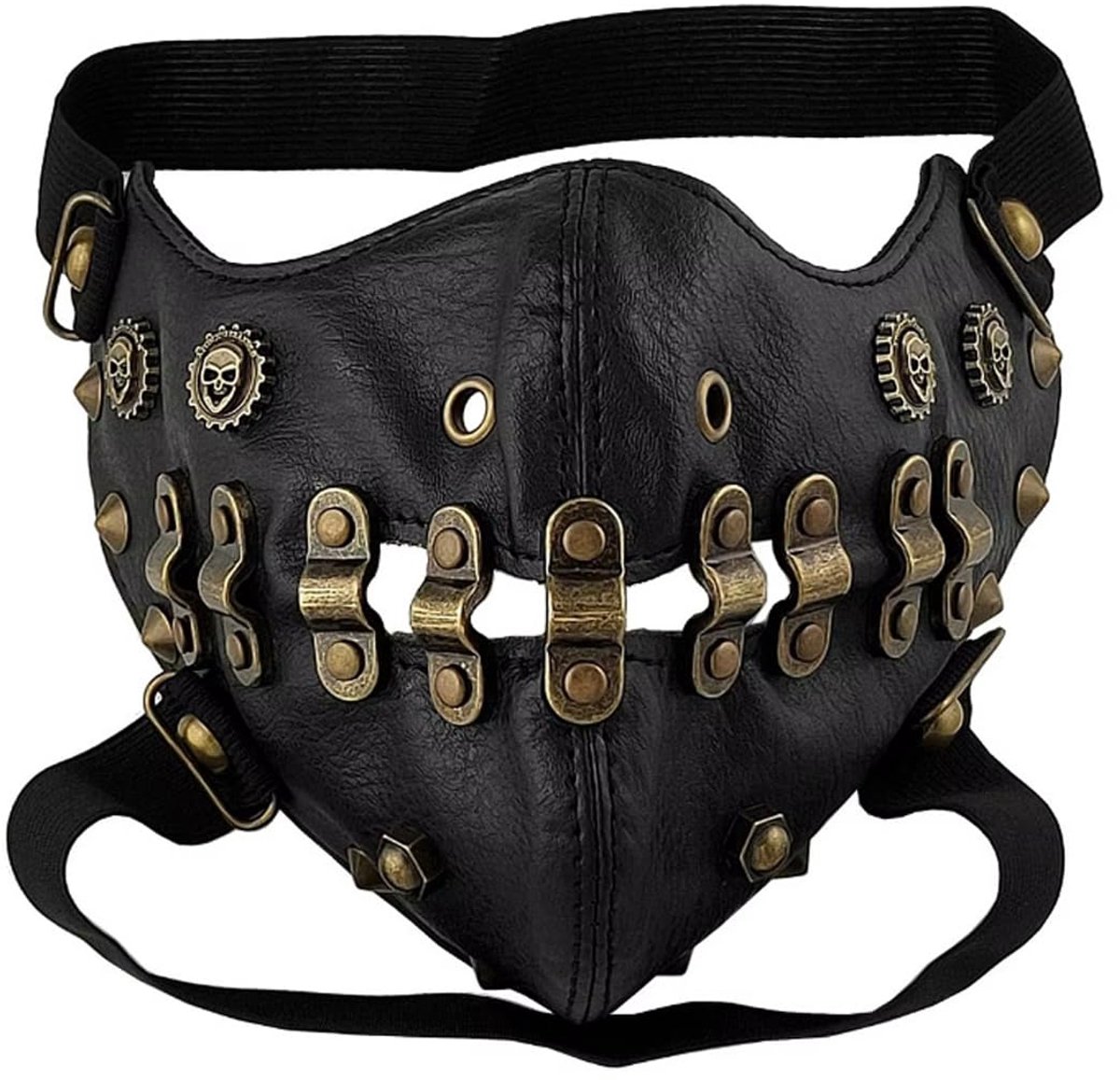 Punk Steampunk masker, leer, gothic, leren masker, kostuum, zwart, retro masker, vintage motormasker, lederen - ShopVlot
