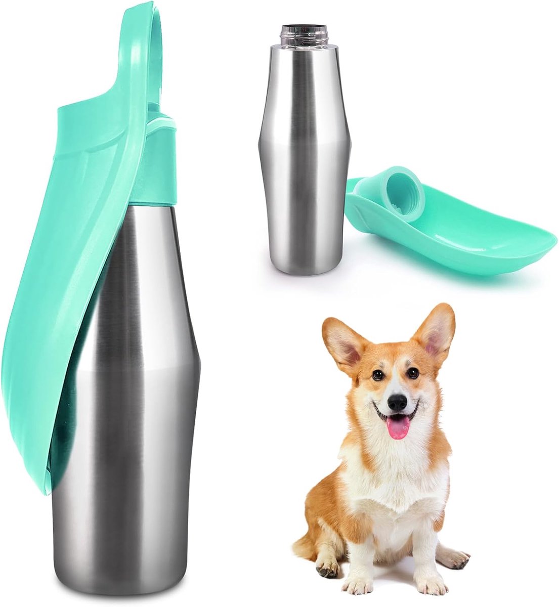 Drinkfles voor honden 750 ml - RVS 180 graden opvouwbaar - Draagbaar ontwerp - Ideaal voor wandelen - ShopVlot