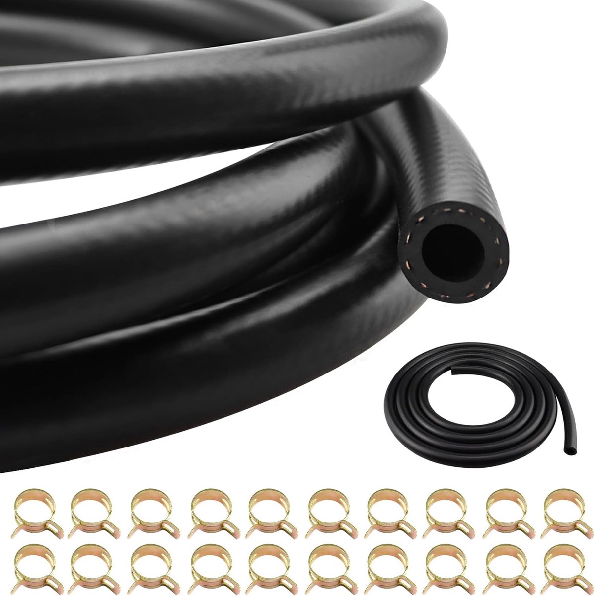 Fuel Hose, 3 Metres, 12 mm Inner Diameter, Diesel Hose, Oil Hose, Fuel Line with 20 Pieces Hose Clamps for Car - ShopVlot