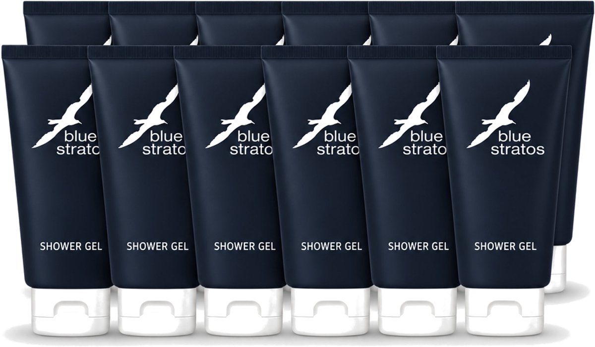 12 x Blue Stratos - Douchegel - Verfrissende Geur - 200 ml - Voordeelverpakking - 12 stuks