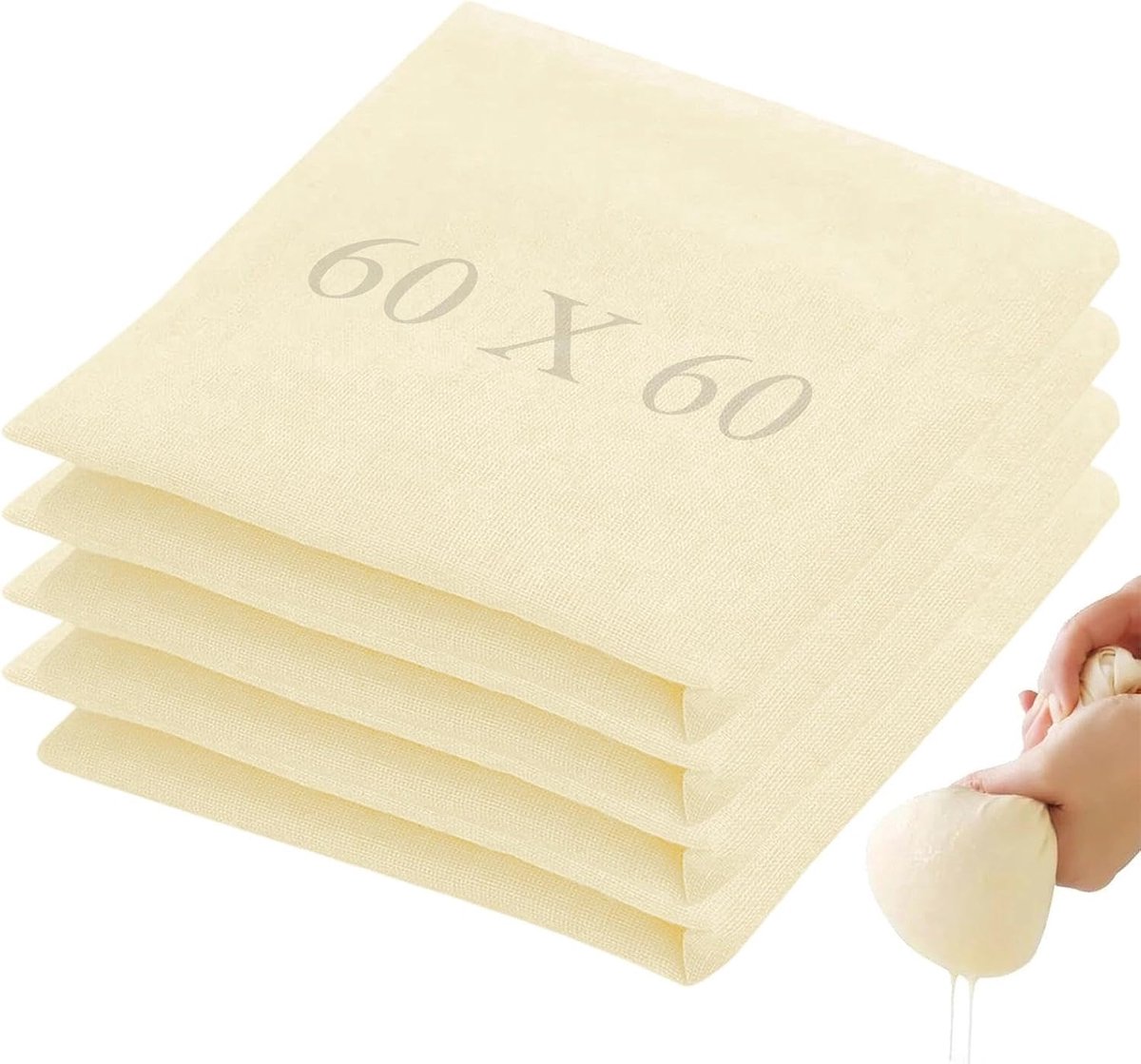 4-delige herbruikbare zeefdoek 60 x 60 cm, beige
