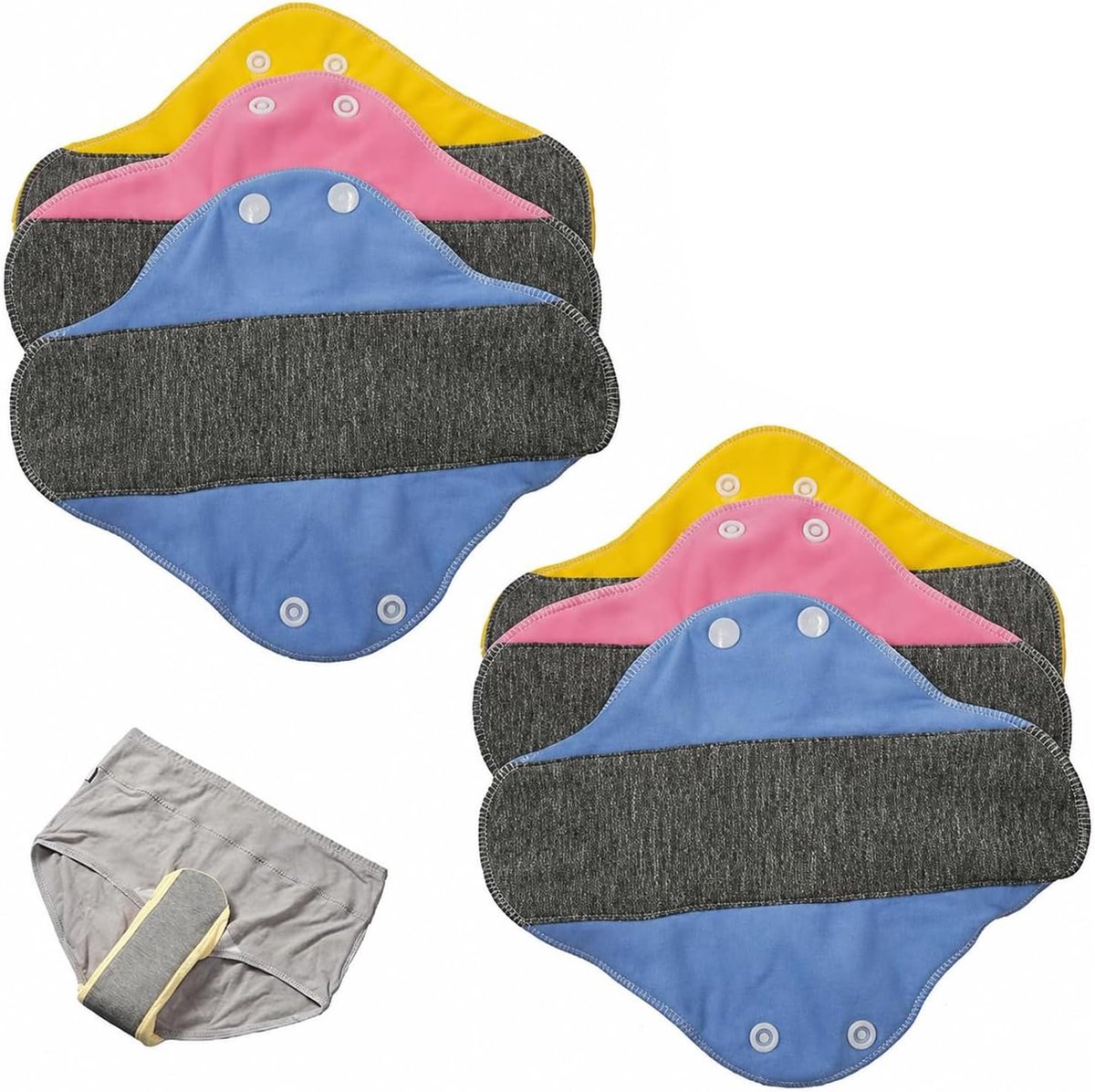 6 stuks wasbare, herbruikbare katoenen menstruatie-inlegkruisjes – hypoallergeen, absorberend &, geschikt voor alle vrouwen