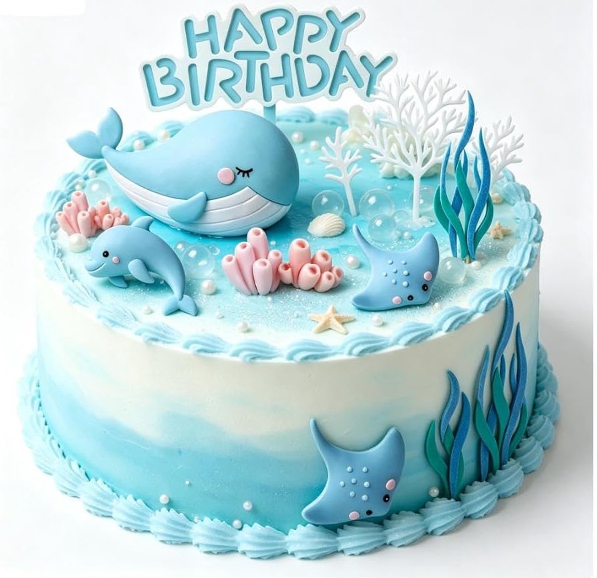Onder de zee oceaan verjaardagstaart decoraties, oceaan thema taart decoratie voor jongens, zee partij gunst benodigdheden voor oceaan thema baby shower verjaardagsfeestje