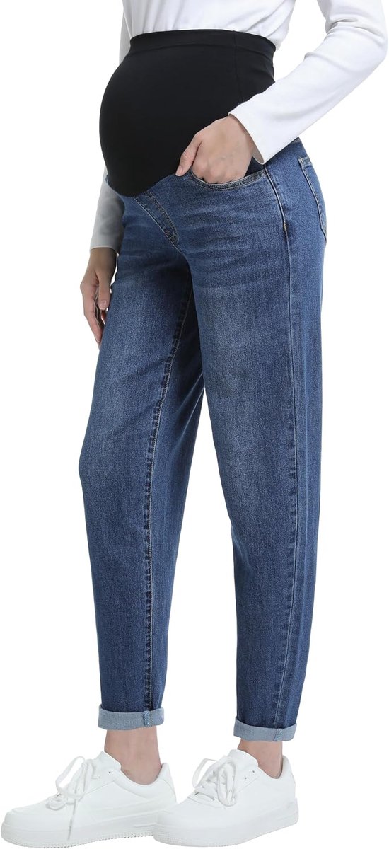 Jeans boven de buik boyfriend jeans zwangerschapsjeans denim zwangerschapsjeans met zakken