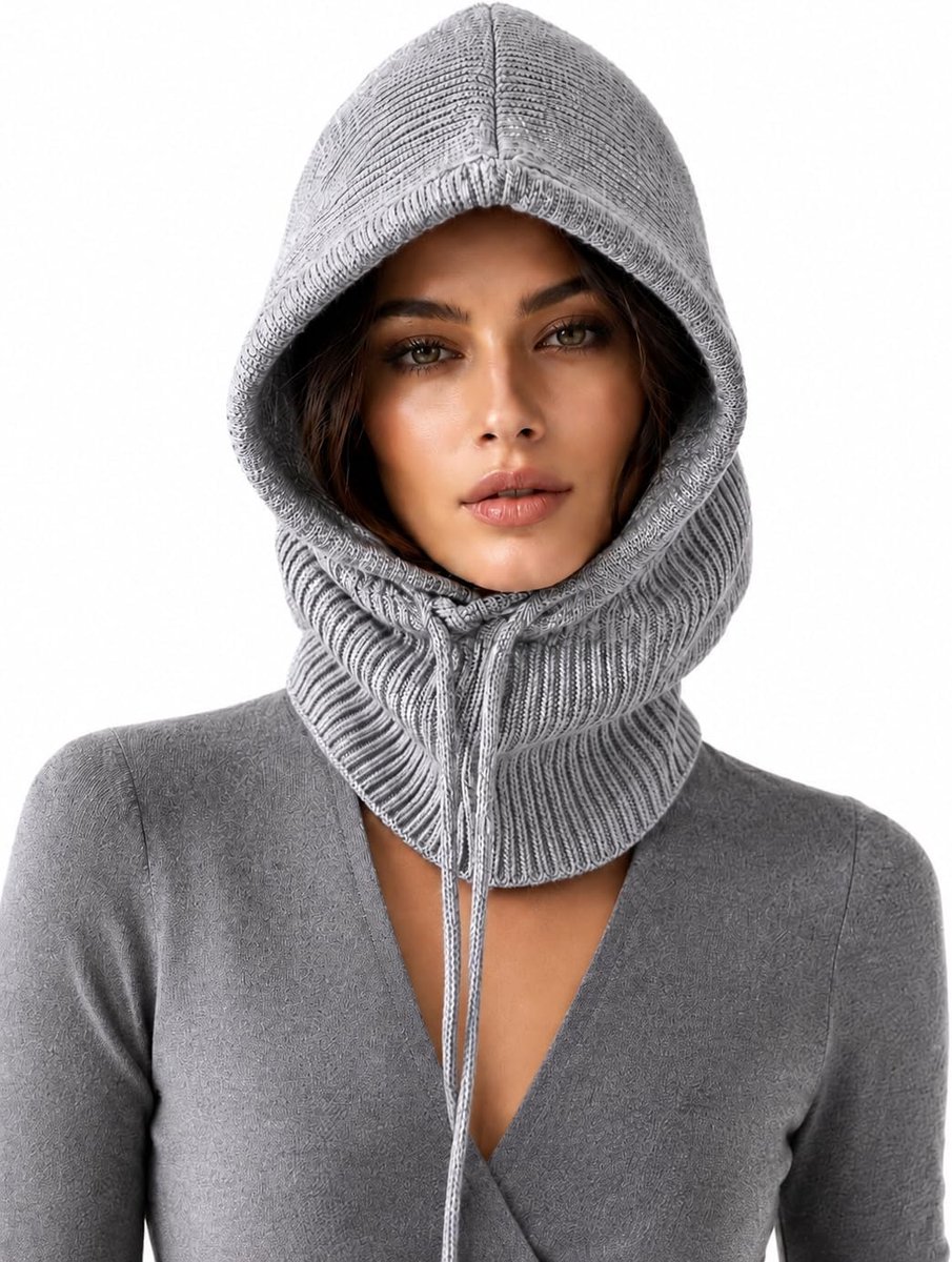 Trui-muts balaclava dames herfst en winter gebreide muts warme hals en muts sjaal eendelig gebreide muts oorwarmer muts
