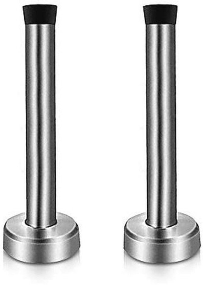 Roestvrijstalen deurstoppers - Geluidsdempende deurstop - Met rubberen tip - 2 stuks