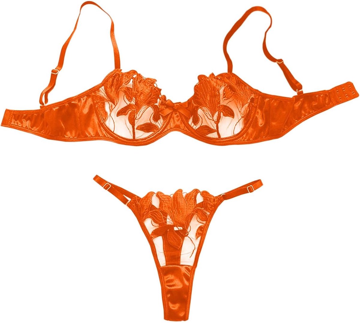 Lingerieset voor dames van satijn kant, babydoll met string, elegante afwerking A54