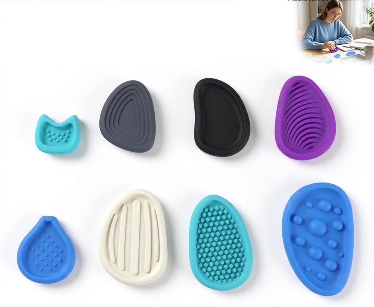 Toys 8 stuks anti-stress speelgoed, blauwe set, kalmerende sensorische hand fidget tools voor ontspanning, stressvermindering, angstbeheersing, voor volwassenen, kantoor, reizen, dagelijks