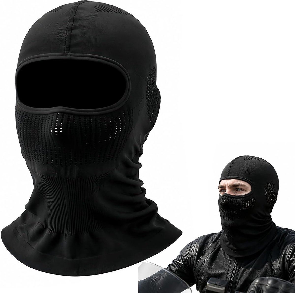 Bivakmuts voor motorfiets, polyester, zwart, ademend, zomer, nekbescherming, fiets, balaclava