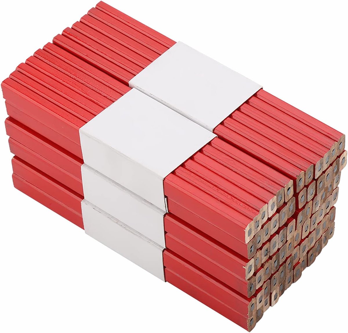 72-delige set timmermanspotlood rood, achthoekig, 175mm, harde vulling