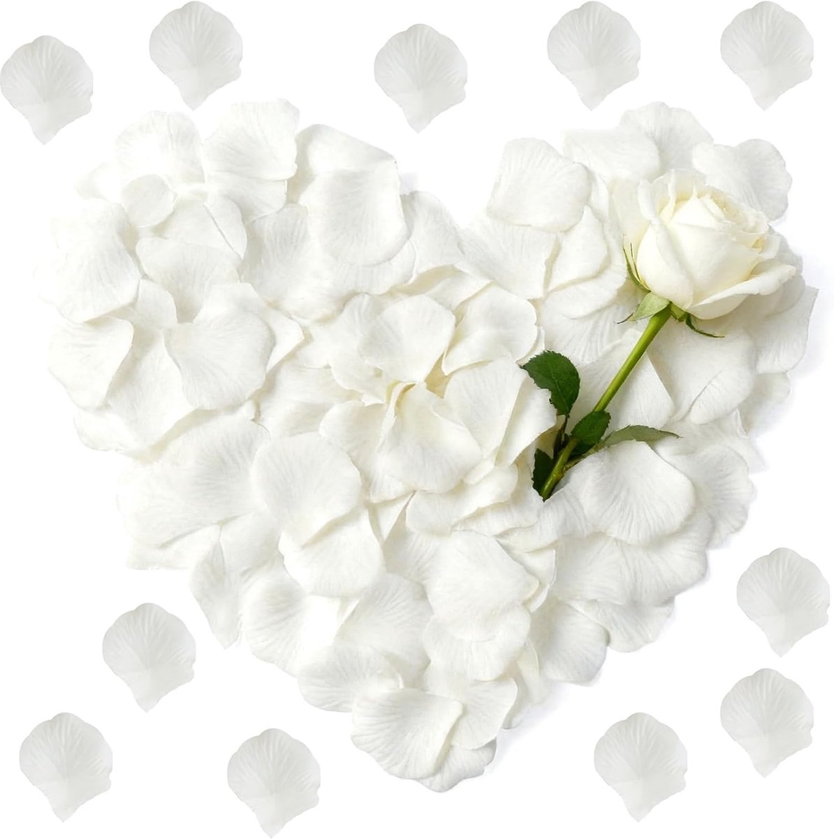 3250 x kunstmatige witte rozenblaadjes 5,1 cm, decoratieve