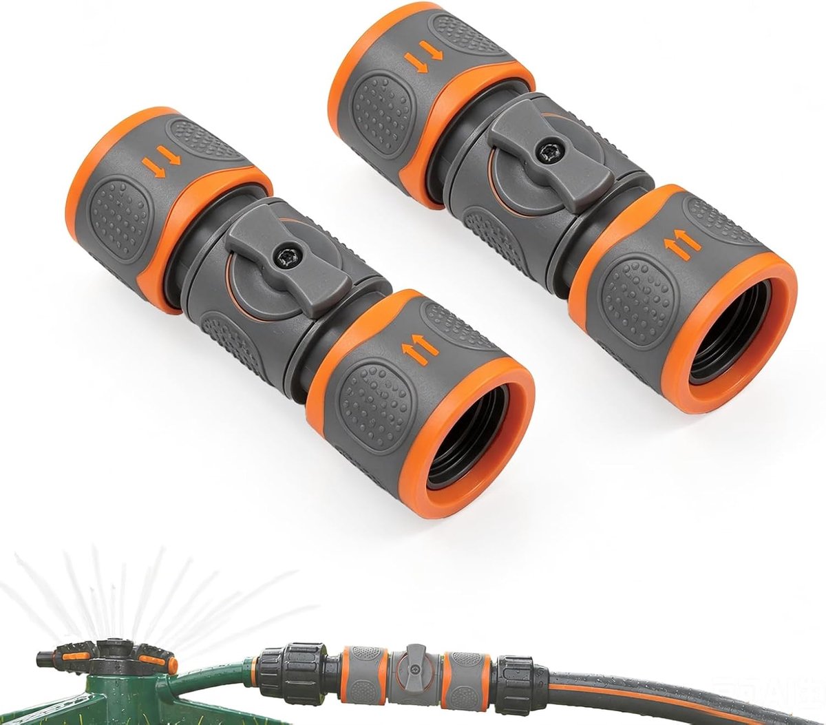 2 stuks waterslangaansluiting met afsluitventiel, universeel compatibel