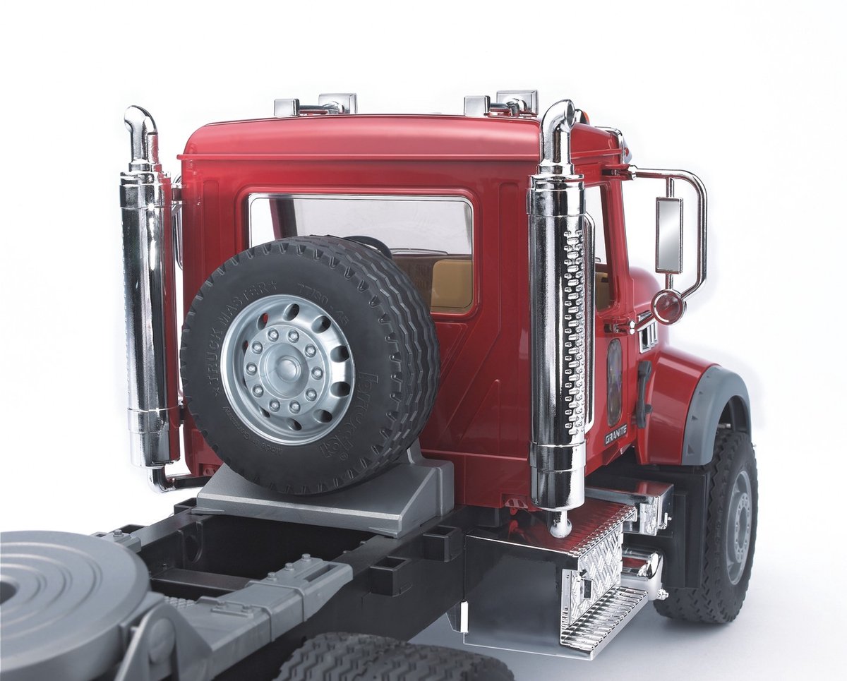 bruder MACK Granite truck met dieplader en JCB 4CX modelvoertuig thumbnail 2