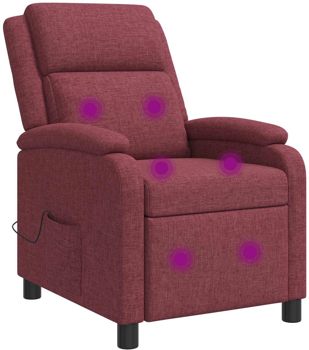vidaXL Massage - Relaxstoel - Wijnrood - Stof