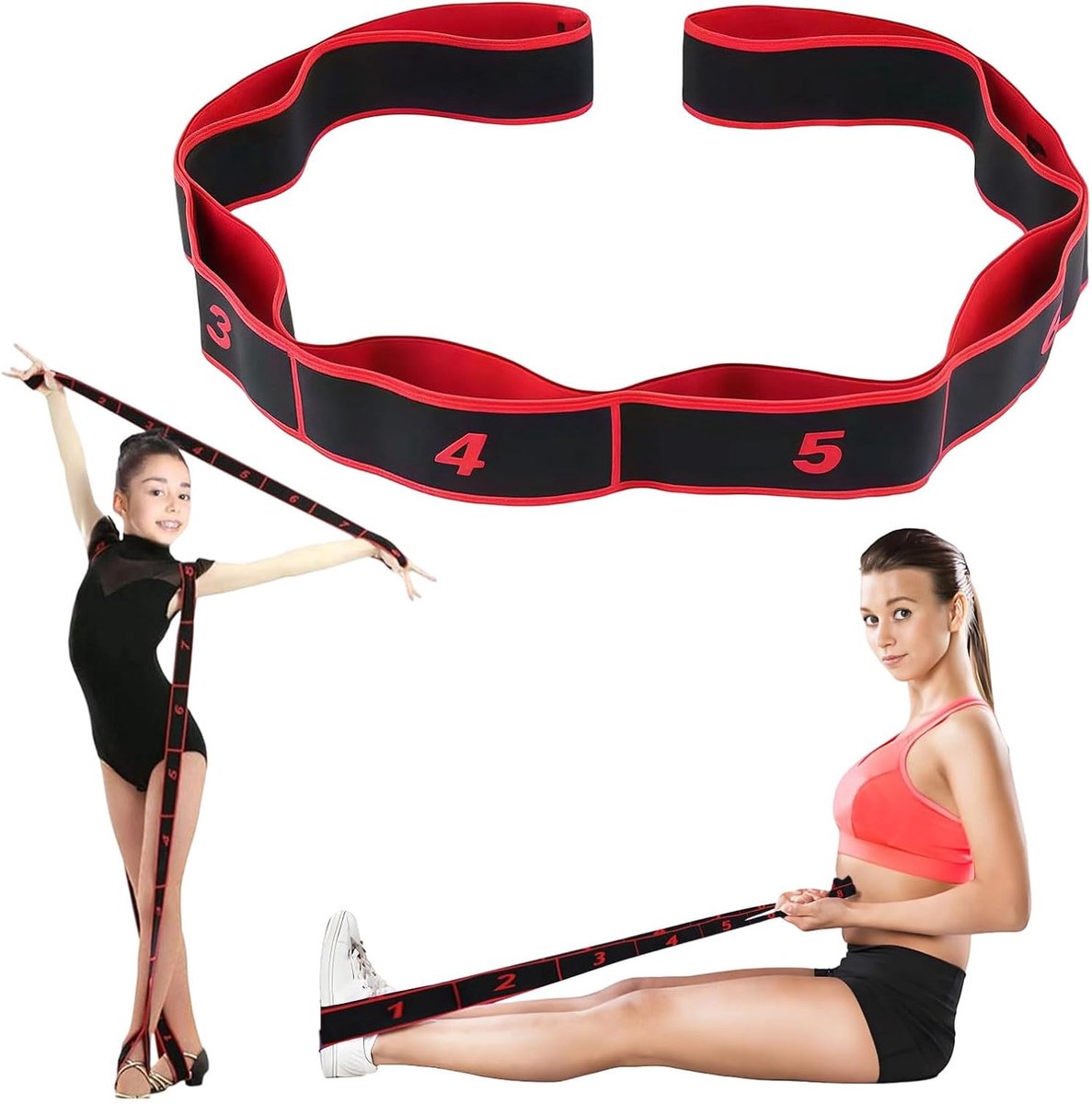 Yoga Stretch Band for Yoga, 8 Loops, Fitness Bands, Expandable Tightening Band, Gymnastics Band, Elastic for Pilates - ShopVlot