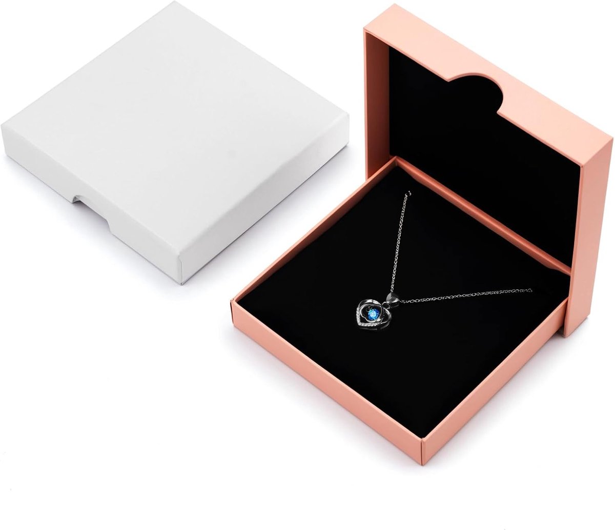 SnelShoppen - 2 Stuks Kleine Sieradengeschenkdozen Roze/Wit, 8,9 x 8,9 x 1,5 cm, Ideaal voor Halskettingen, Armbanden en Cadeautjes