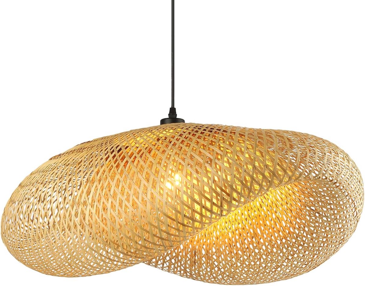 SnelShoppen - Boho Chandelier Keuken Hanglamp E27 Rattan Retro 60CM - Moderne Kroonluchter voor Slaapkamer, Eetkamer, Woonkamer, Theekamer - Hoogwaard