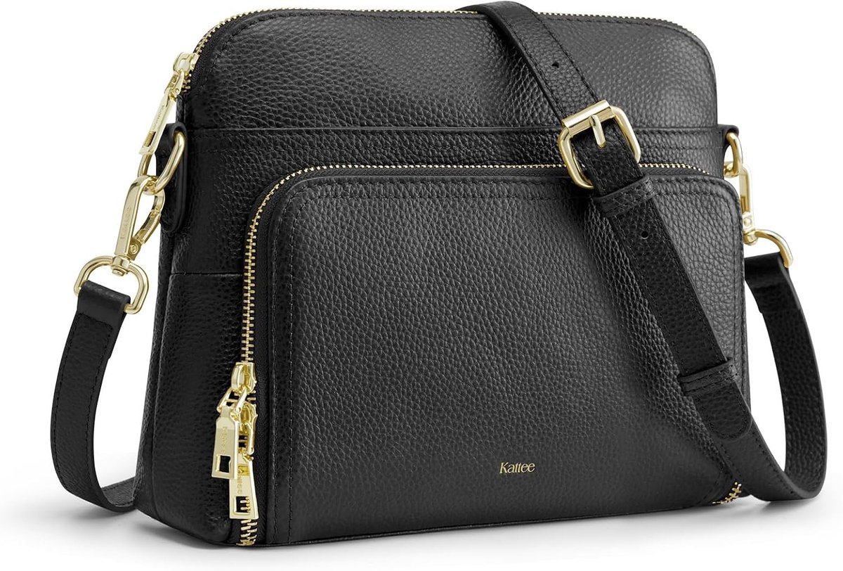 Leren Crossbody Tas voor Dames - Medium Schoudertas met RFID Bescherming en Portemonnee Functie