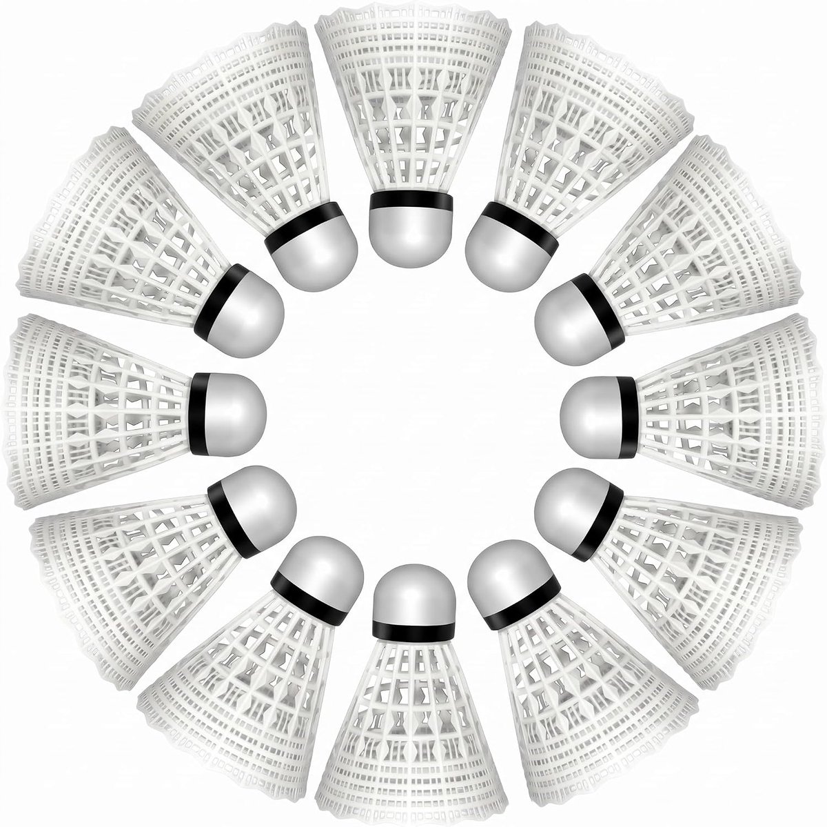 (12 stuks), robuuste nylon badmintonballen voor kinderen en beginners, duurzame plastic ballen voor training, binnen en tuin