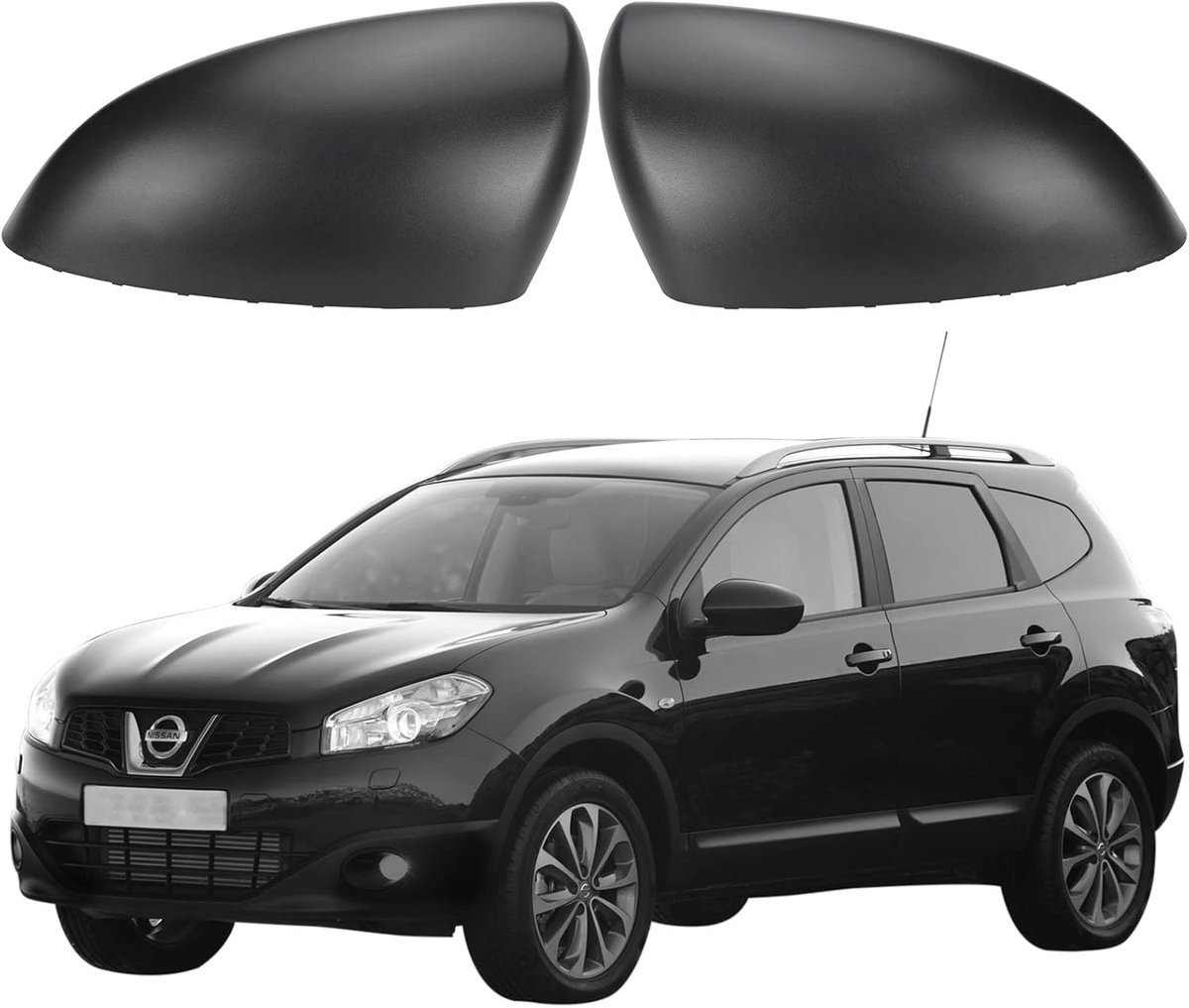 Replacement for Nissan Qashqai 2007-2014 Textured Black Mirror Covers Left & Right - ShopVlot
