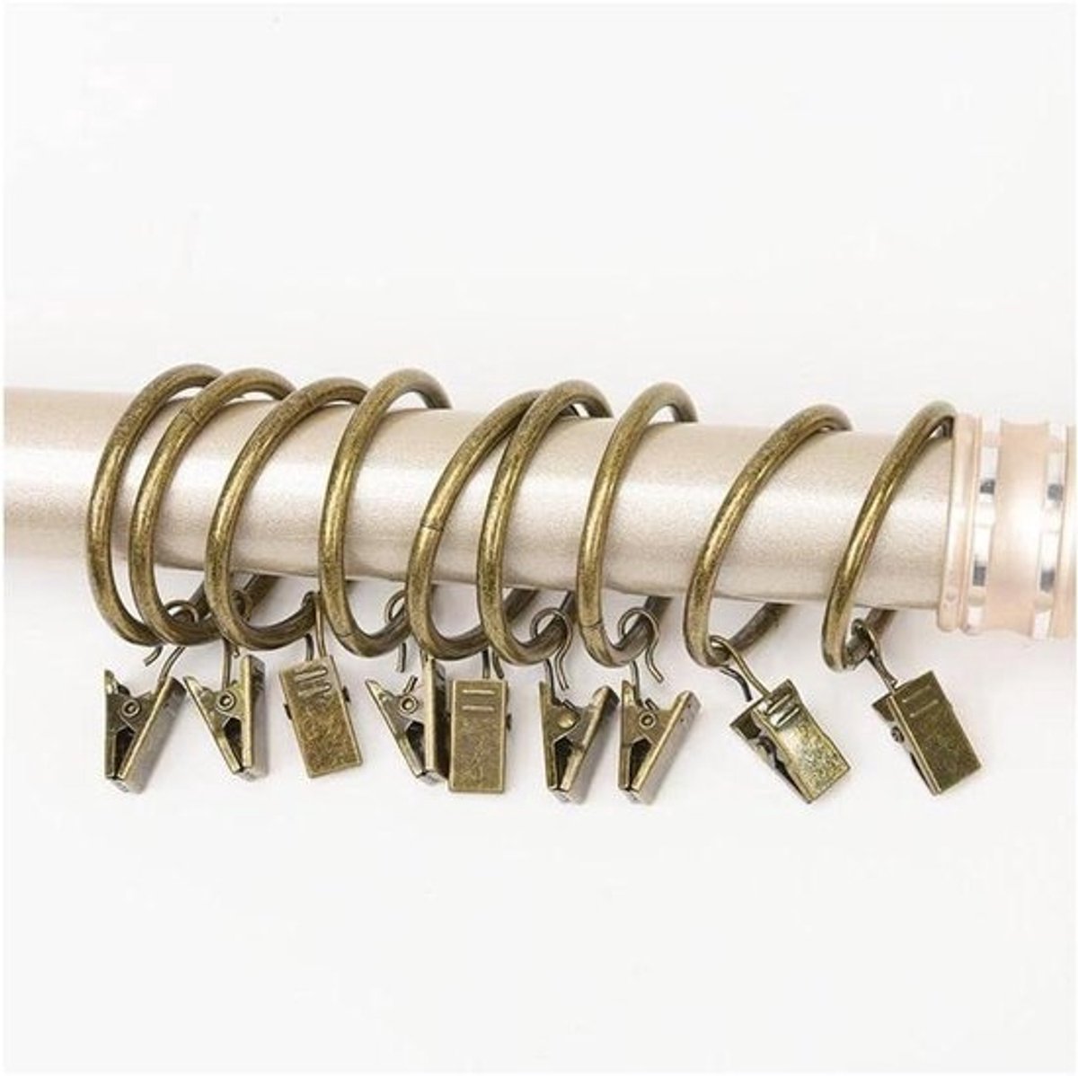 Gordijnringen - Gespen - Gordijnclips - Haken - Gordijnen ophangen - Metalen constructie - 10 stuks - Zilverkleurig