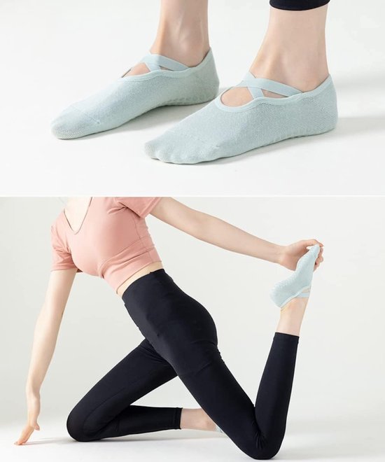 Yoga Sokken voor Dames - Antislip Sportsokken met Kruisband voor Yoga, Dans, Fitness en Gymnastiek - Universele Maat in Zwart en Wit — afbeelding 4