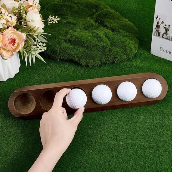 Dennenhouten golfbalvitrine voor 12 ballen - Golfbaldisplay met muurbevestiging - Bruin - Voor kantoor en thuis - Inclusief cadeauoptie — afbeelding 3