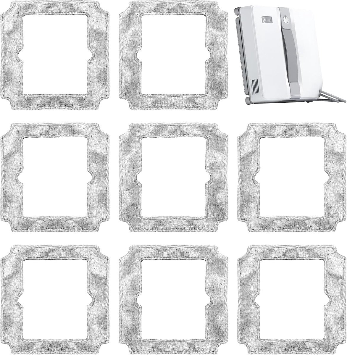 SnelShoppen - Pack van 8 Vervangende Doeken voor Raamreinigingsrobot, Ultrasonisch Spray, Herbruikbaar, Machinewasbaar, Voor Ecovacs Winbot Mini W-CC0