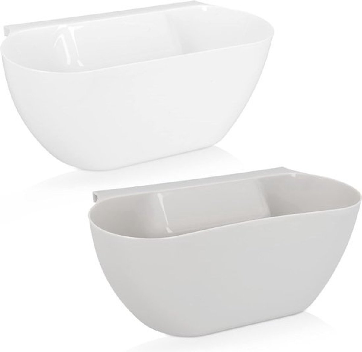 Hangende afvalbak - voor keukenkastjes - Set van 2 - 3,8 L - Vaatwasserbestendig - Wit en grijs