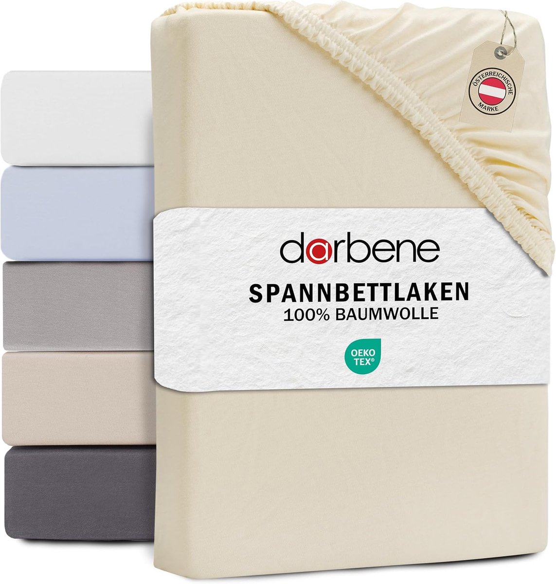 Fitted sheet 180x200x30 cm - ivoorkleurig - 100% katoen - ademend en zacht - SnelShoppen