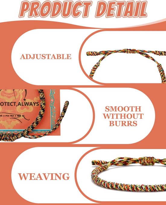 Red Fabric Bracelet, Kabbalah, Child Protection, Men, Women, Happy Tibetans, Red, Handmade, Happy Buddhism - ShopVlot — afbeelding 4