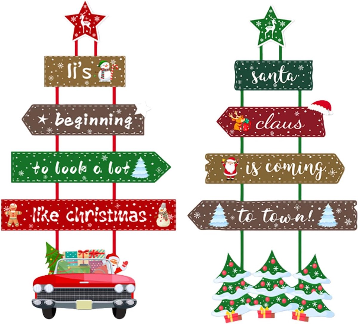 Kerst opknoping decoratie 2-pack - traditionele designs - feestelijke uitstraling - creëer een gezellige sfeer - ShopVlot