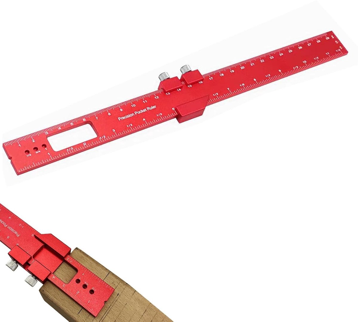 Precisie Meetlat van 16 cm, Lichtgewicht Aluminium Meetgereedschap voor Nauwkeurige Positionering en Markeren, Ideaal voor Houtbewerking en Klussen