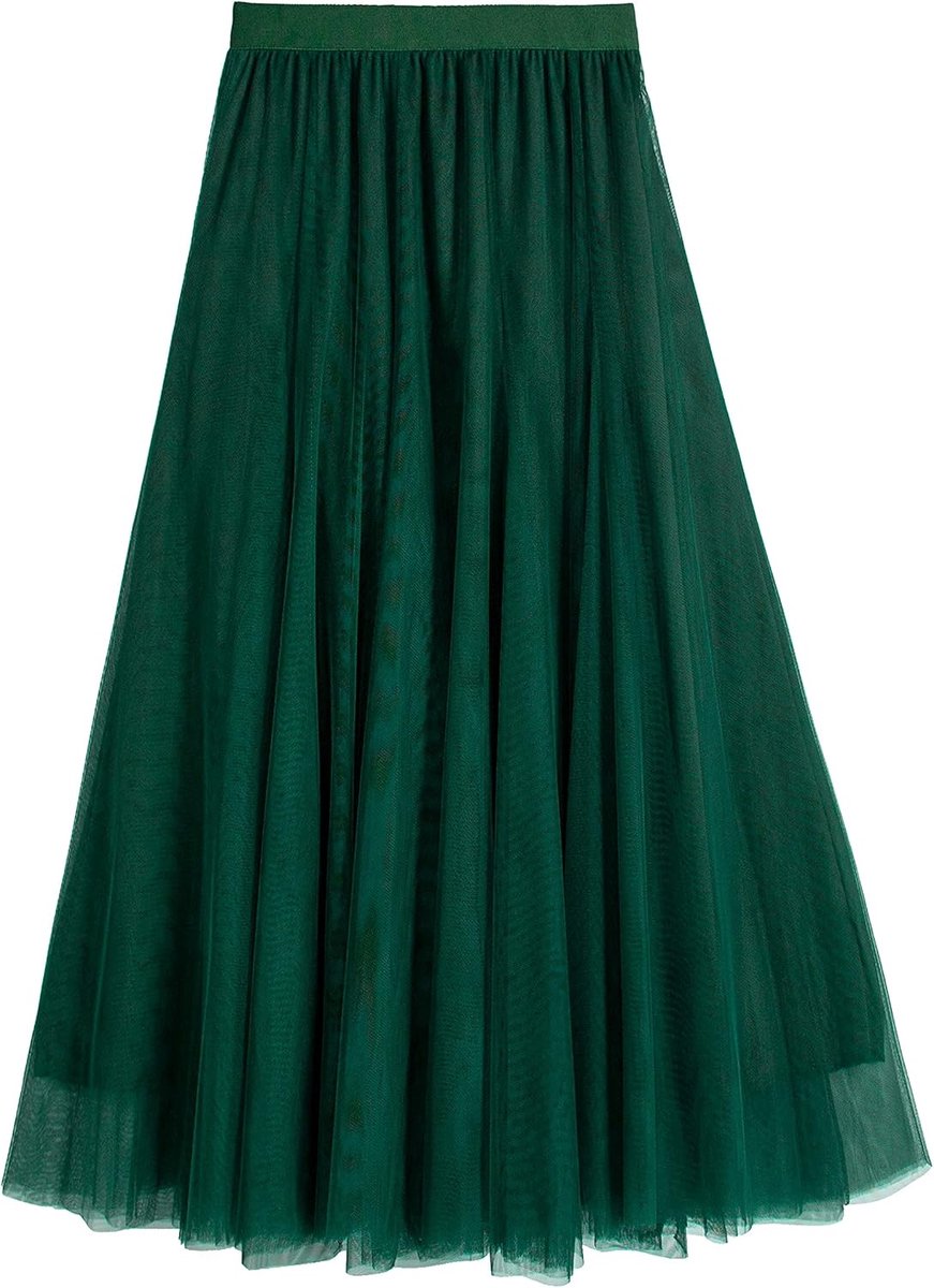 iyoimono Women's Tulle Skirt Pleated Skirt Height Waist A-line Mesh Leisure Fashion Skirt Lace Skirt Midi Pleated - ShopVlot