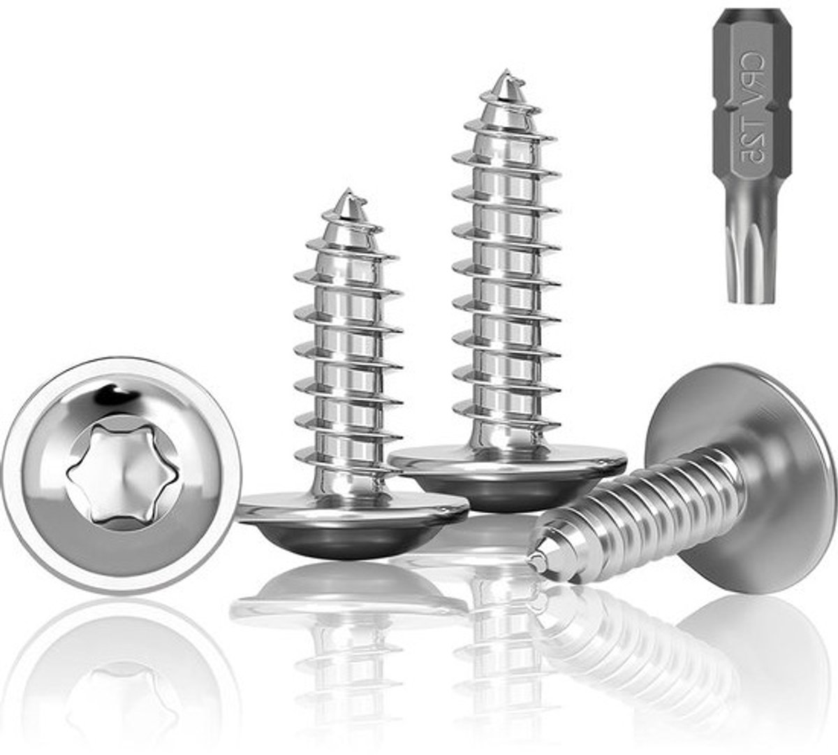 Platstaalschroeven - Roestvrij staal - Voor het bevestigen van hout - Torx-aandrijving - M5x30mm - 120 stuks - Zilver