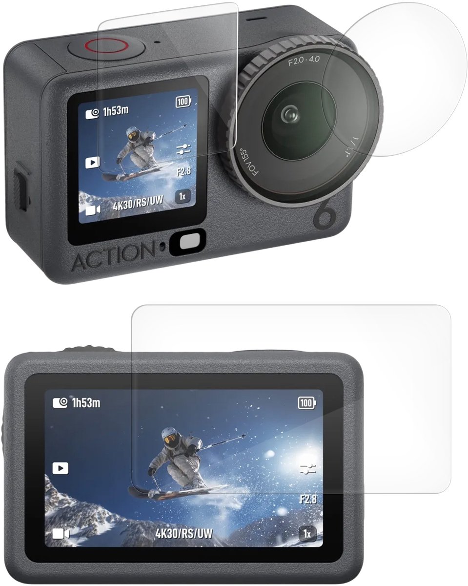 kwmobile 3x Scherm- en Lensbeschermer voor Camera voor DJI Osmo Active 6 / Action 6 9H Gehard Glas