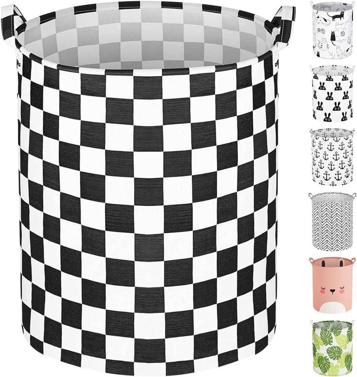 Vouwbare wasmand, cilindrische grote wasmand met handvat, waterdichte wasmand voor vuile kleding, ideaal voor was, slaapkamer, badkamer en studentenruimte