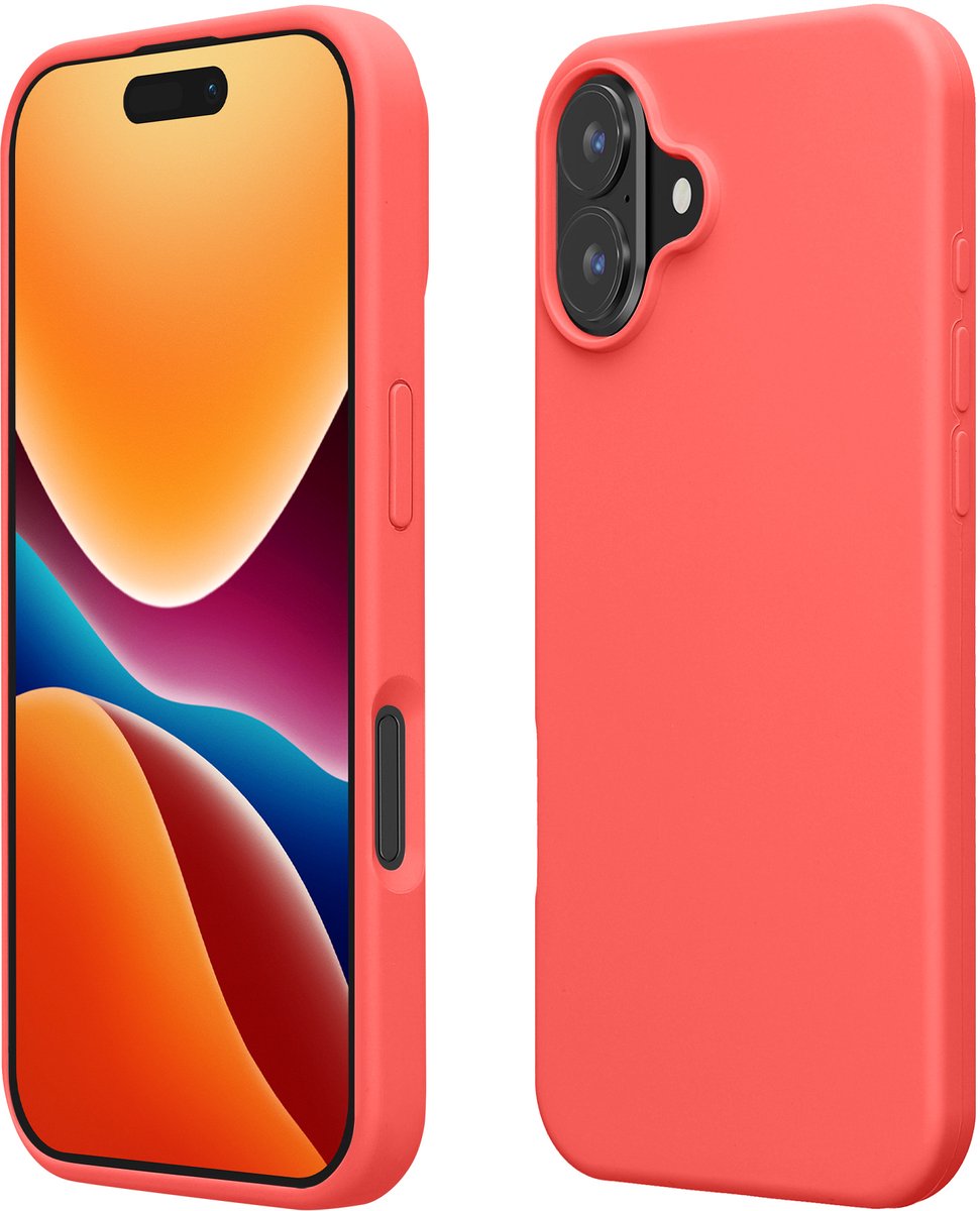 kwmobile telefoonhoesje geschikt voor Apple iPhone 16 Plus - Hoesje met siliconen coating - Smartphone case in neon koraal