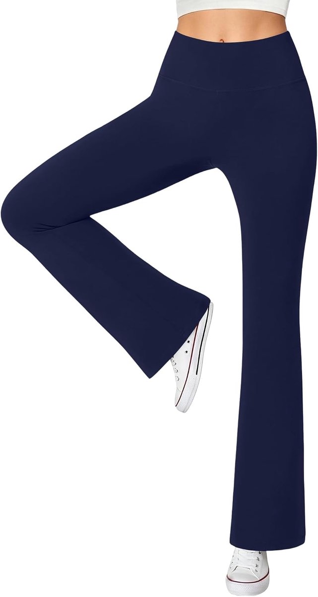 Yogabroek voor dames, hoge taille, uitlopende leggings, buikspiertraining, elastisch, voor vrije tijd
