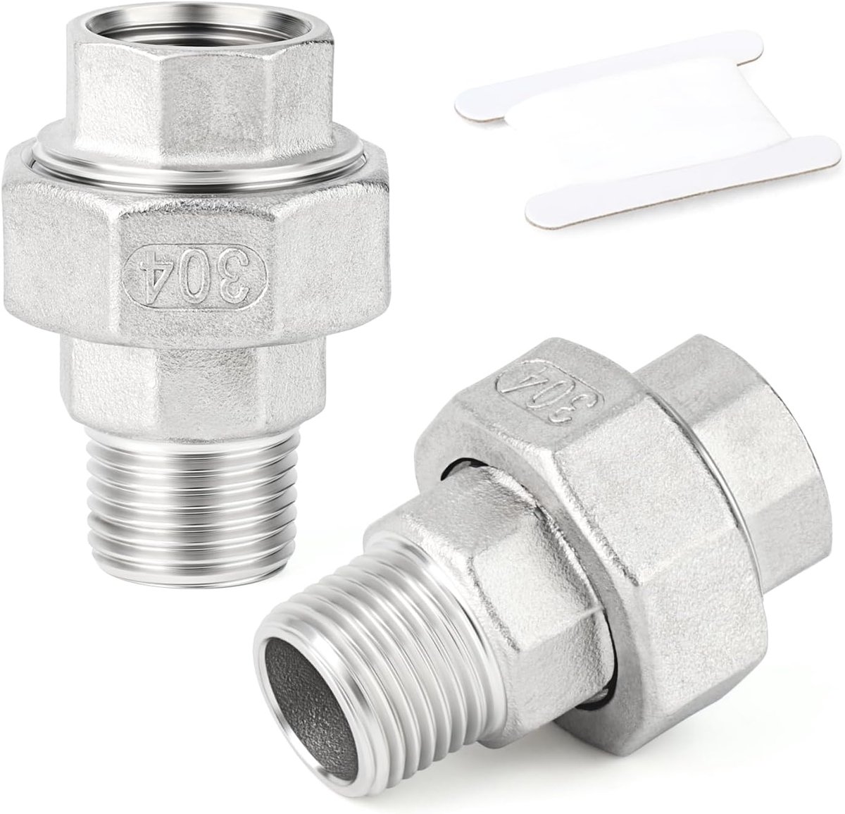 2 stuks 1" BSP 304 roestvrij staal vrouwelijke en mannelijke pijpfittingen, uniefittingen, schroefdraadadapters voor water/olie/gas