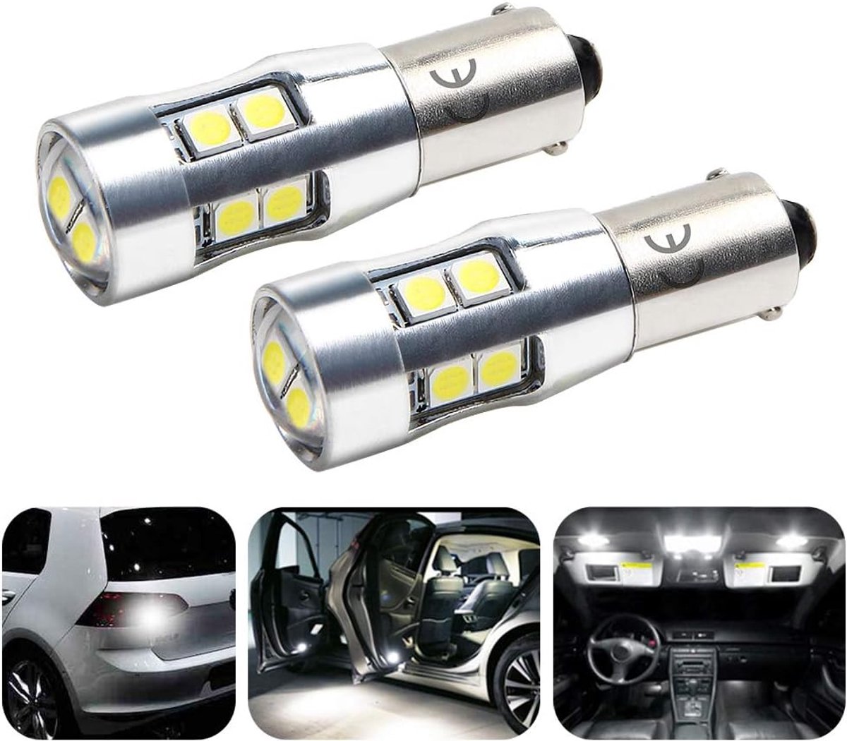 T4w 1895 12 V/24 V ledlampen voor auto, wit, 6000 K, met lensprojector, voor achteruitrijverlichting, binnenverlichting. (2 stuks)
