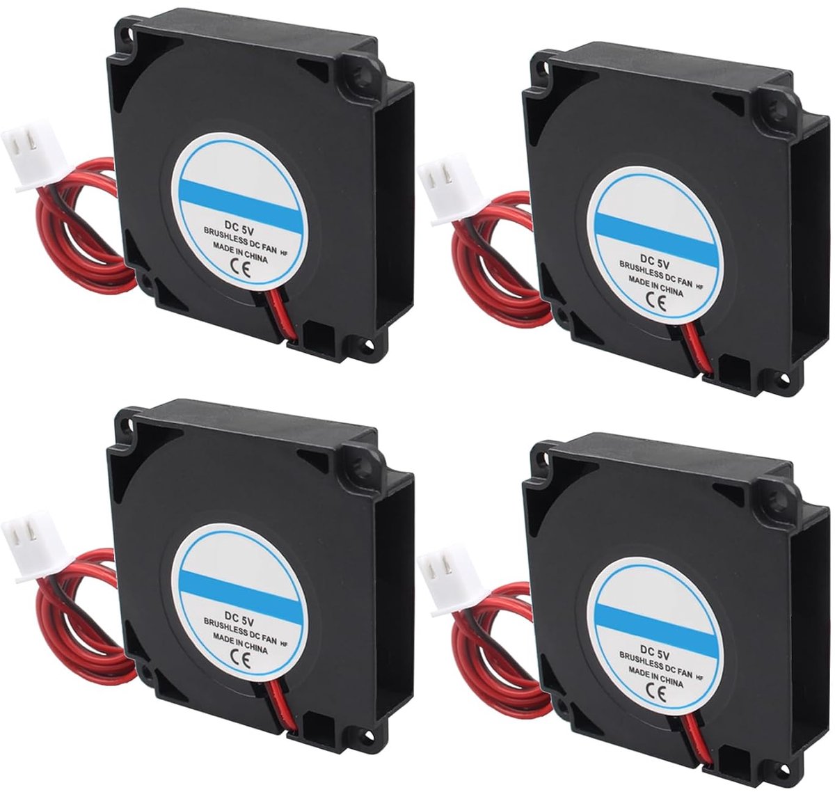 4 stuks 3D-printerventilator DC 5V 4010 borstelloze stille koelventilator 40x40x10mm hydraulische turbo ventilator met 2-pins aansluiting voor Makerbot Ender 3 RepRap i3 CR-10 3D-printer