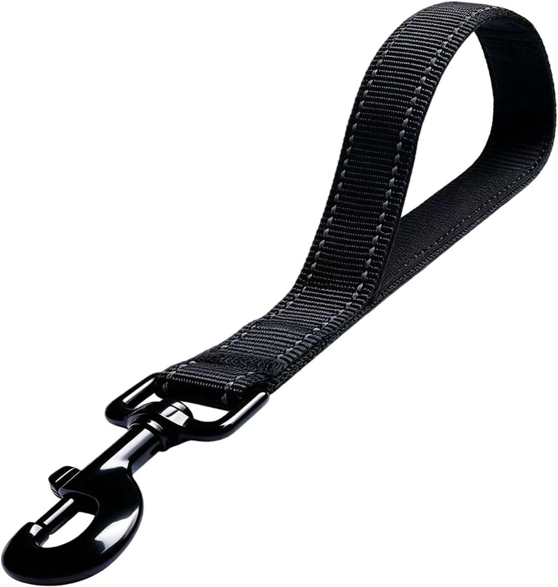 Korte hondenriem van nylon met gevoerde polsband en reflecterende naden, korte hondenriem met karabijnhaak voor - ShopVlot