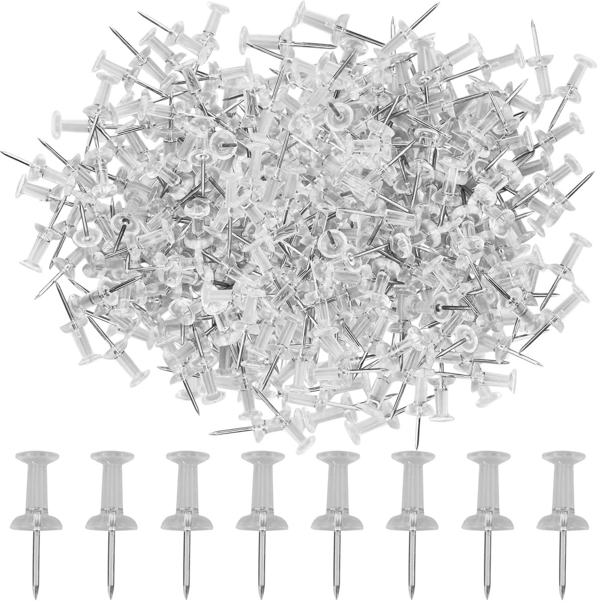 400 stuks transparante pushpinnen, plastic hoofd tekening poster spijkers naald, heldere posterpinnen voor wandkleden, kurkbord, kaarten posters foto's, prikbord, notitiebord, kerstfeestdecoraties
